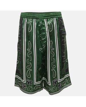 Off-White c/o Virgil Abloh Bandana Print Satin Bermuda Shorts - Green