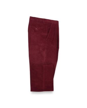 Paul Fredrick Cotton Stretch Corduroy Pleated Pants - Red