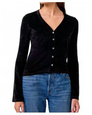Goldie Tees Velour V Cardigan - Black