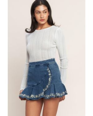 TRUEDAMES Spring Day Denim Skort - Blue