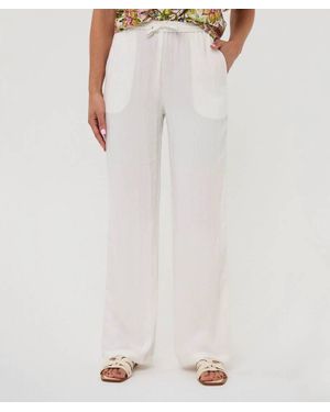 EsQualo Wide-Leg Drawstring Waist Trouser - White