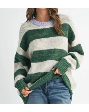 AEMI + CO Striped Oversized Sweater - Green