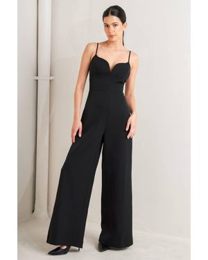 TRUEDAMES Pristine Edge Woven Jumpsuit - Black
