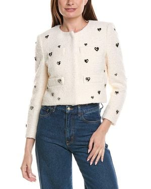 MILLY Pheobe Heart Applique Wool-Blend Jacket - White