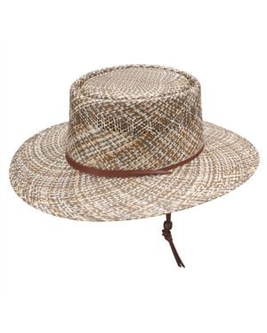 Stetson Wide Brim Straw Gambler Hat - Brown
