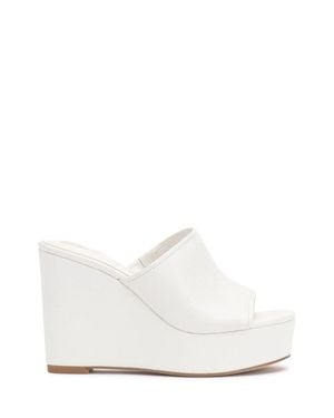 Vince Camuto Etta Sandals Us Leather Slip On Wedge Heel Gal742 - White