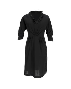 Prada Ruffled Neckline Midi Dress - Black