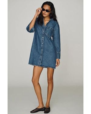 Anine Bing Mary Button-Front Dress - Blue