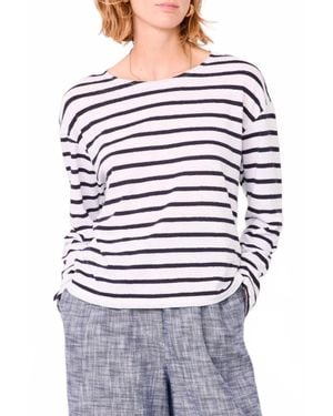 Officine Generale Dakota Long Sleeve Stripe Tee - Gray