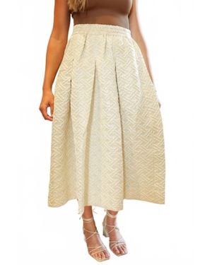 BURU White Label Quilted Party Midi Skirt - Natural