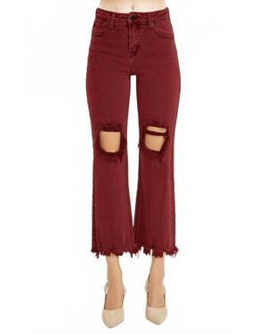 Risen High Rise Straight Jeans - Red