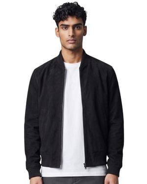 Infinity Leather Goat Suede Ma-1 Bomber Jacket-Antalya - Black