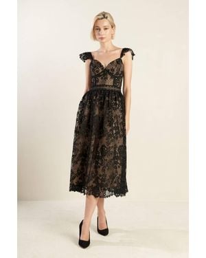 TRUEDAMES Know You Better Lace Woven Midi Dress - Natural