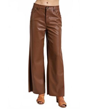 Easel Faux Leather Pants - Brown