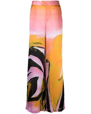 Louisa Ballou Printed Wide Leg Pants - Orange