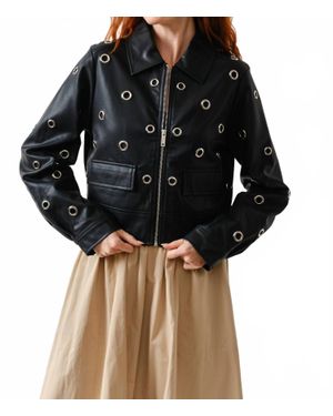 Aaron & Amber Grommet Faux Leather Jacket - Black
