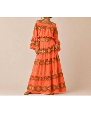 Mystery Resort Corallia Top And Maxi Skirt Set - Orange