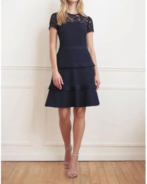 Joseph Ribkoff Lace Neckline Dress - Blue