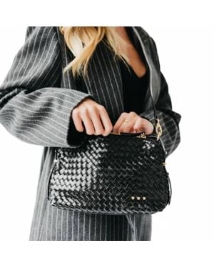 Pretty Simple Woven Hobo Shoulder Bag - Black