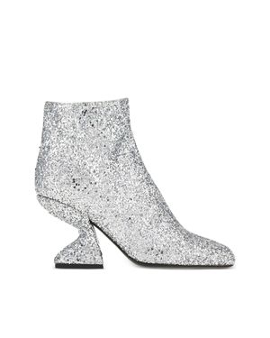 Ferragamo Glitter-Effect Sculpted-Heel Ankle Boots - Gray