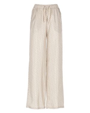 Herno Silk Pants With All-Over Monogram Pattern - Natural