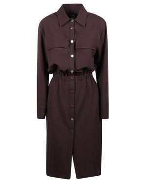 Pinko Arum Burgundy Shirt Collar Midi Dress - Brown