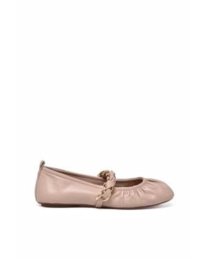 Marella Colors Leather Ruched Flats - Pink