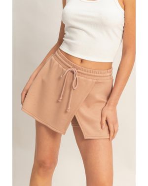 TRUEDAMES Wrap Front Elastic Waist Skort - Natural