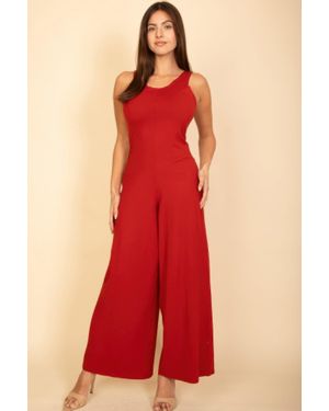 TRUEDAMES Fashnzfab Sleeveless Tank Wide Leg Jumpsuit - Red