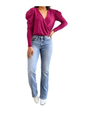 White Birch Take Me Out Faux Wrap Bodysuit - Purple