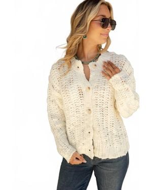 How Very Loved Aria Cable Knit Cardigan - Natural