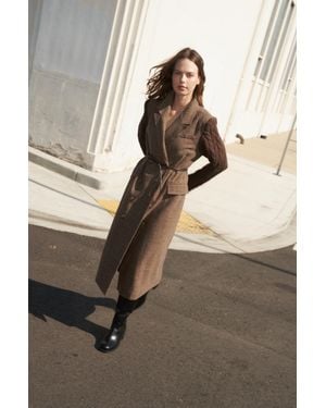 TRUEDAMES Fieldline Heritage Woven Midi Coat - Brown