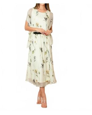 Jessie Liu Printed Silk Drape Blouse - White