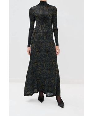 Ulla Johnson Koa Jersey Ruched Front Turtleneck Dress - Black
