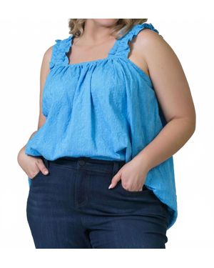 Emily Lovelock Silvia Sleeveless Square Neck Top - Blue