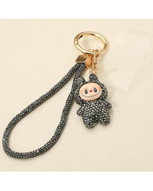 Fashnzfab Bling Studded Monster Bunny Figure Phone Strap Keychain Bag Charm - Natural