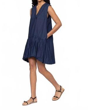 Sea Emmet Poplin Bubble Tank Dress - Blue