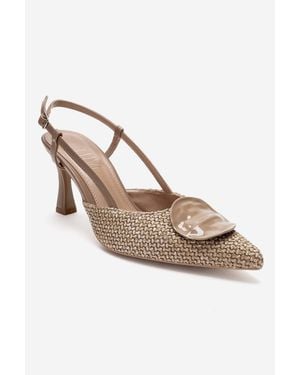 Prologue Shoes Levia Woven Pointed Toe Slingback Pump - Gray