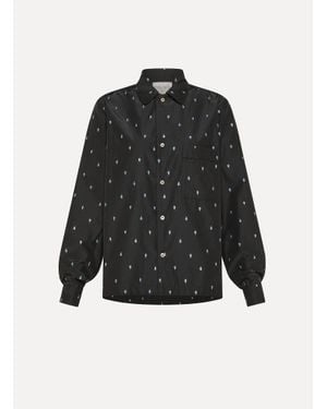 forte_forte Glitter Taffeta Pajama Shirt - Black