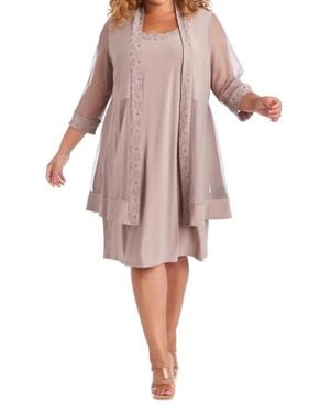 R & M Richards Plus Size Short Jacket Dress - Pink