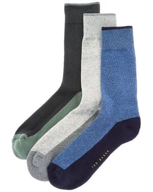 Ted Baker 3Pk Dress Socks - Blue
