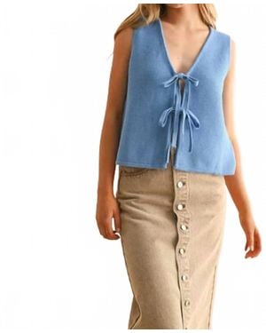 Miou Muse Tie Front Knitted Vest Top - Blue