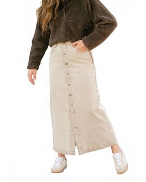 Miou Muse Out West Washed Skirt - Natural