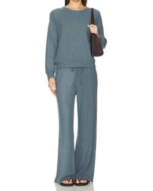 PERFECTWHITETEE Maddie Waffle Drawstring Pant - Blue