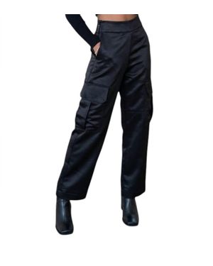 2.7 August Apparel Satin Cargo Pants - Blue