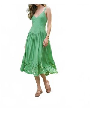 Moon River Ivy Eyelet Dress - Green