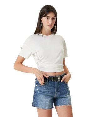 Pcfg Free Heaven Crop Draped Tshirt - White