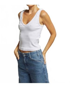 PERFECTWHITETEE Maria V-Neck Tank Top - Blue