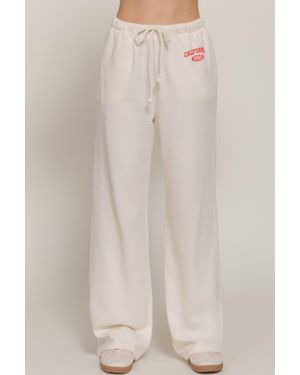 TRUEDAMES Waistband Print Detail Sweatpants - Natural
