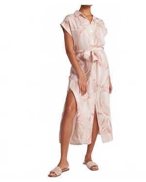Bella Dahl Cap Sleeve Midi Shirt Dress - Pink